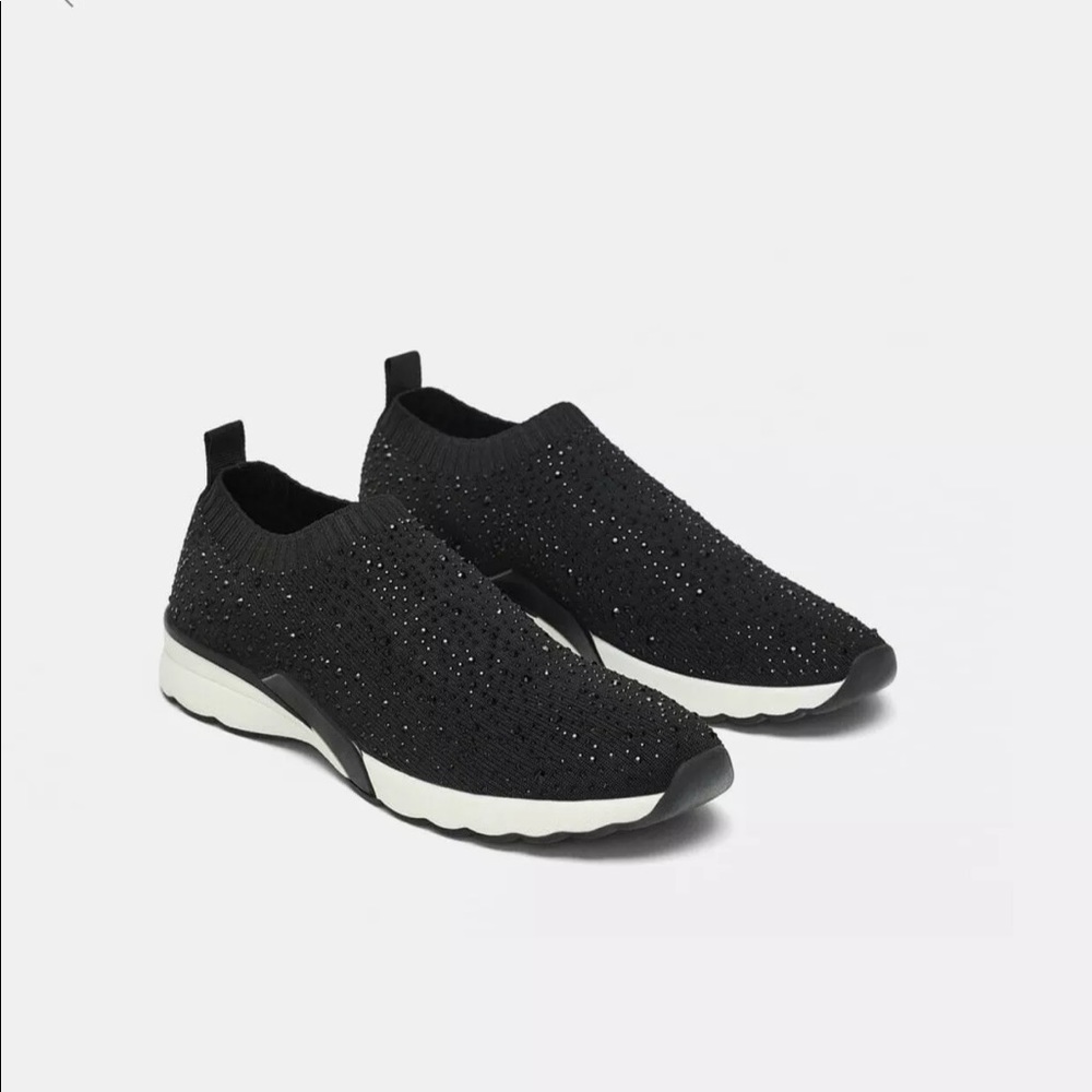 Zara shiny fabric slip on sneakers brand new!
